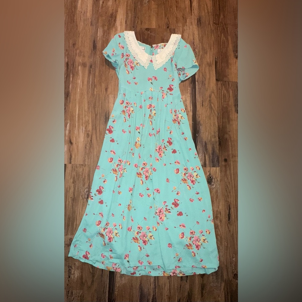 Karin Stevens Aqua and Pink Floral womens Dress
